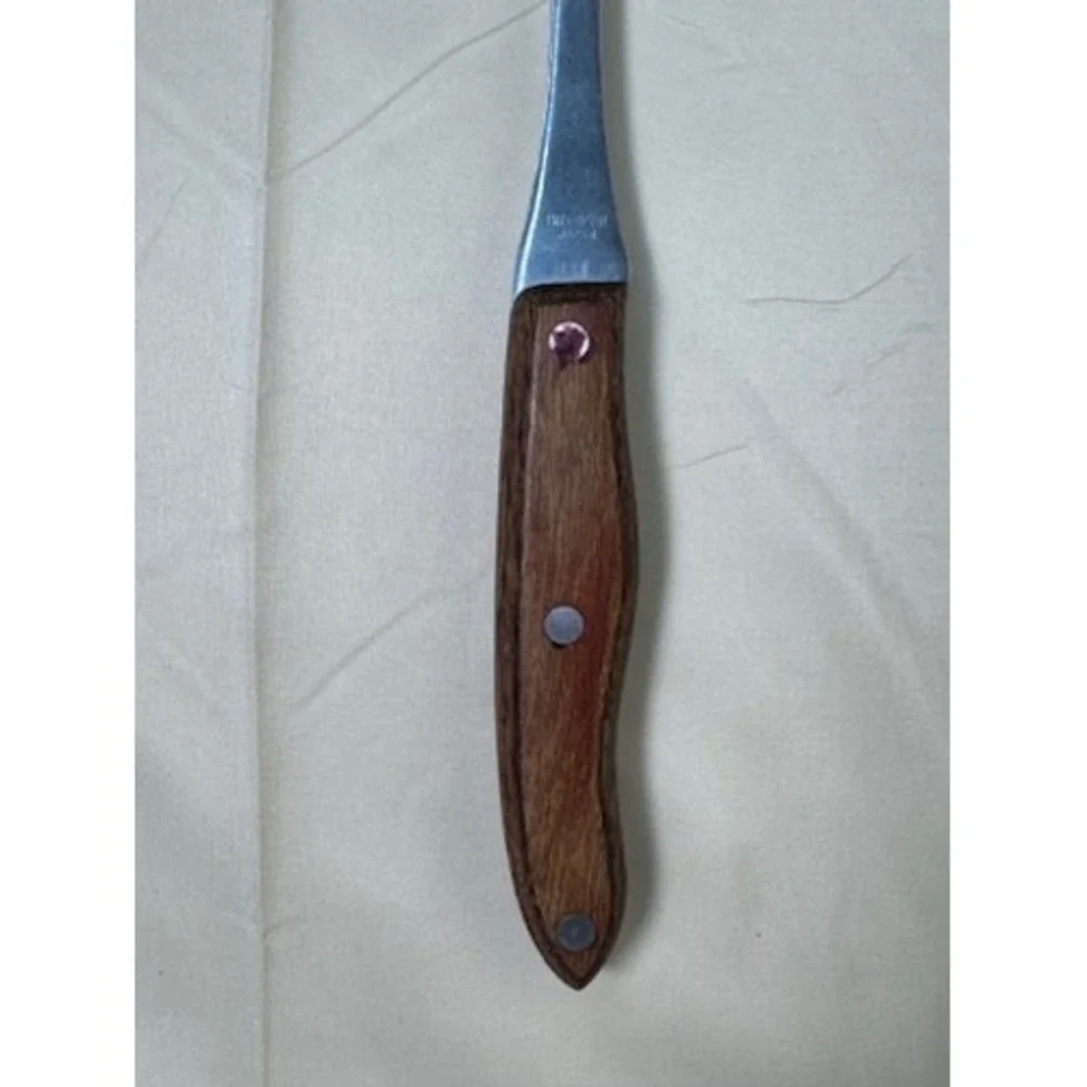 Vintage Stainless Steel Meat Carving Fork Wood Handle Japan Good Condition